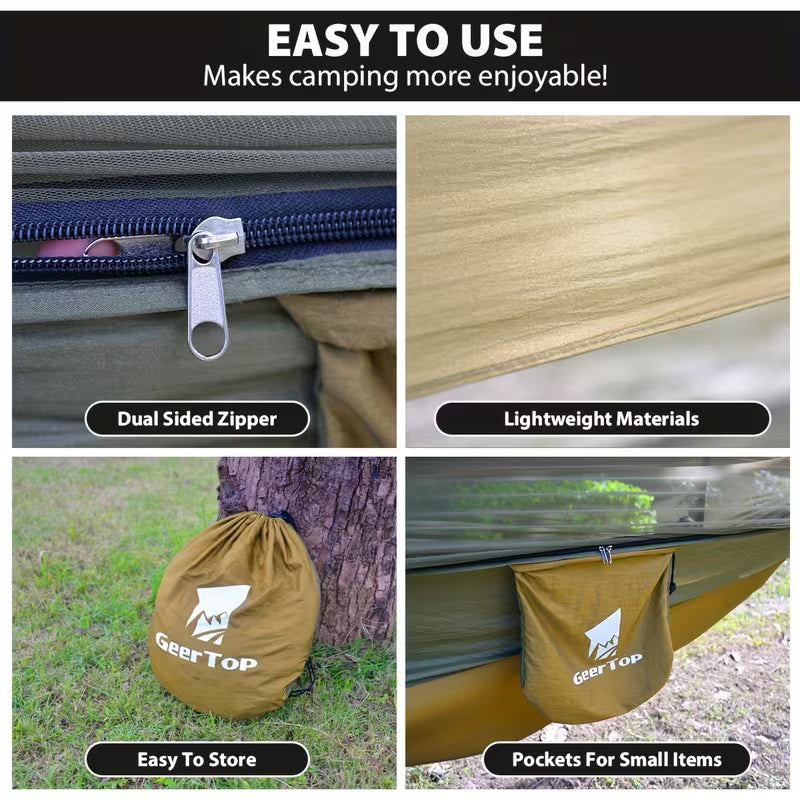 3-in-1 Outdoor Camping Hammock with Mosquito Net & Sun Shelter