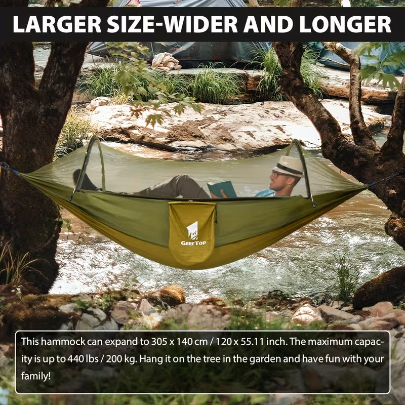 3-in-1 Outdoor Camping Hammock with Mosquito Net & Sun Shelter