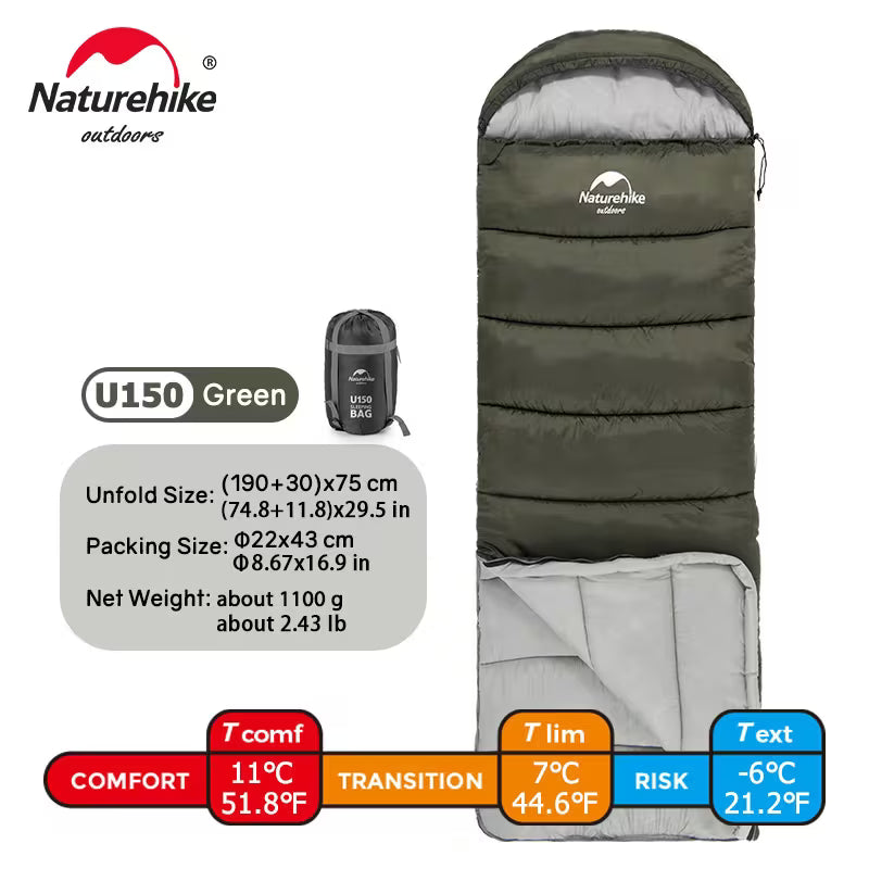 Ultralight Hooded Sleeping Bag for Camping & Backpacking
