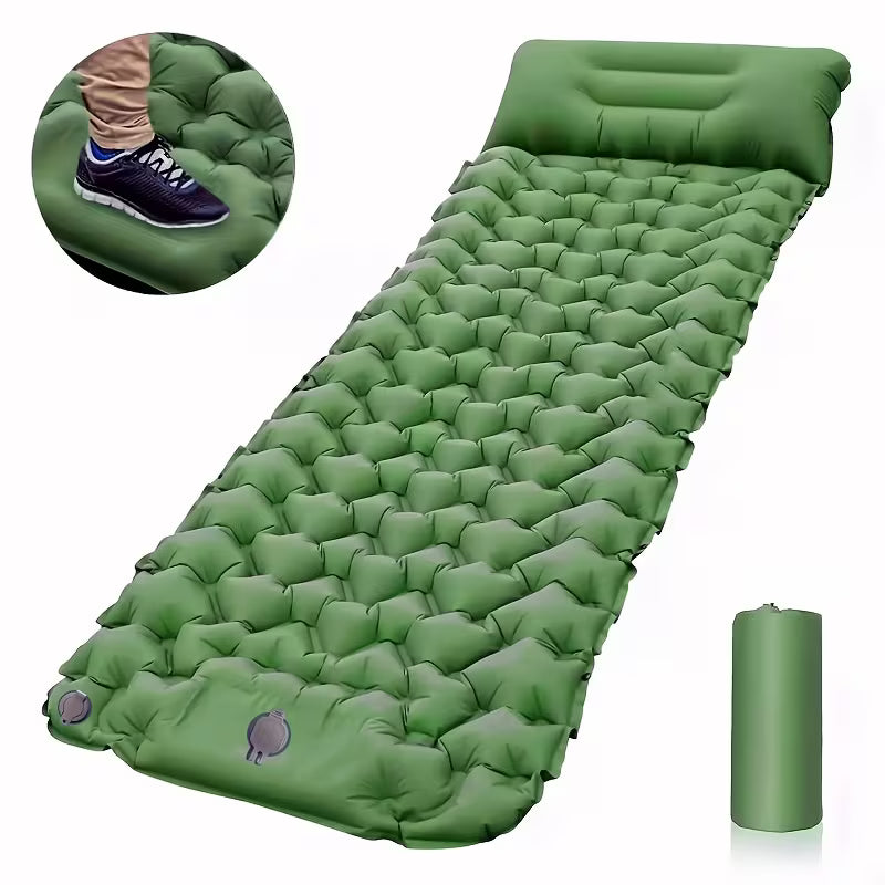 Ultralight Inflatable Camping Mattress with Built-in Pillows